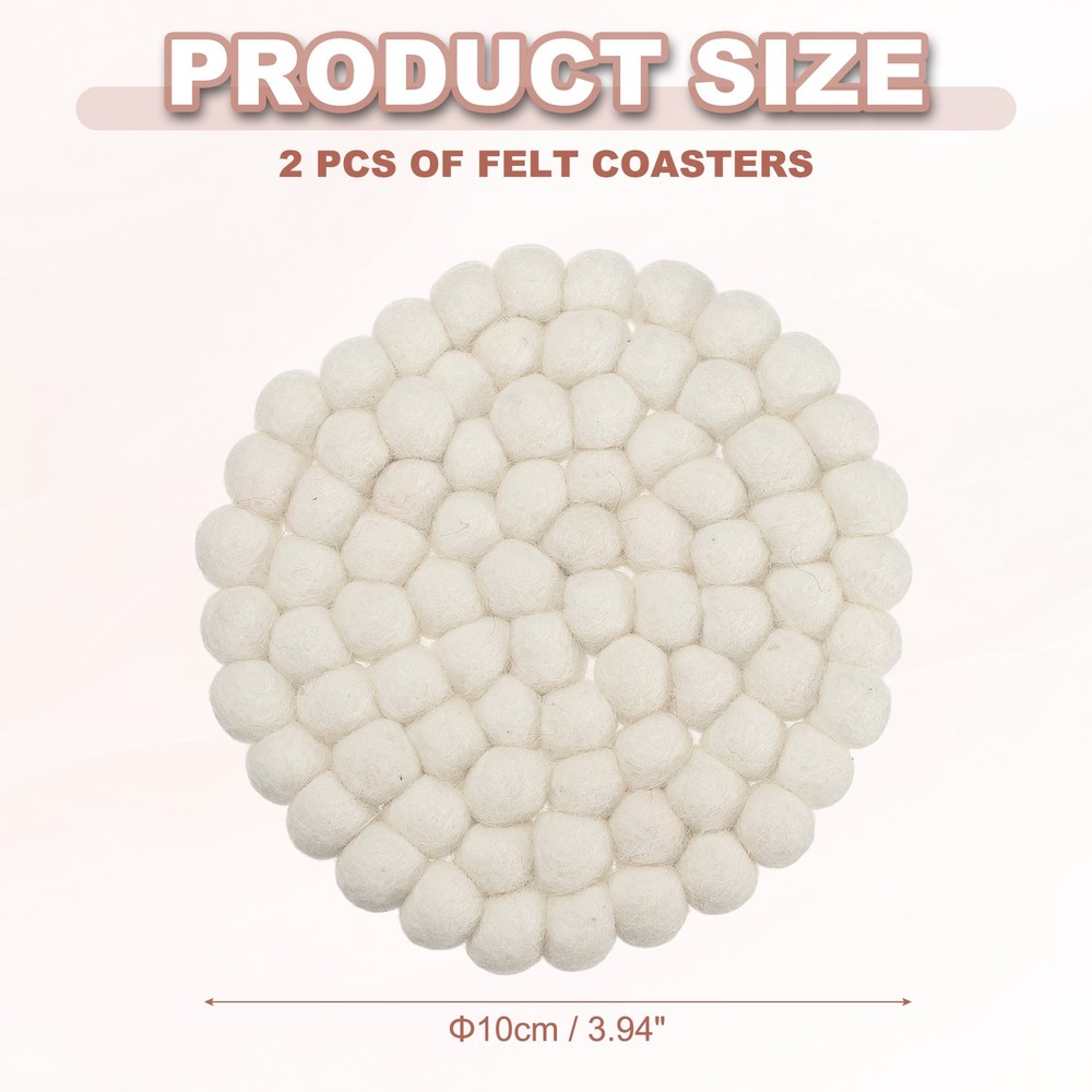 Felt Coasters, Set of 2, White