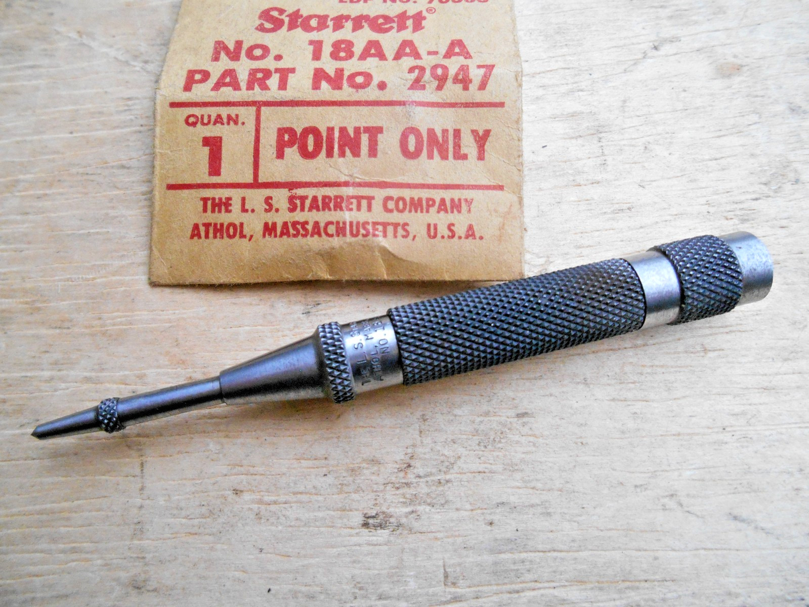 STARRETT 18-AA AUTOMATIC CENTER PUNCH WITH NEW TIP , USA