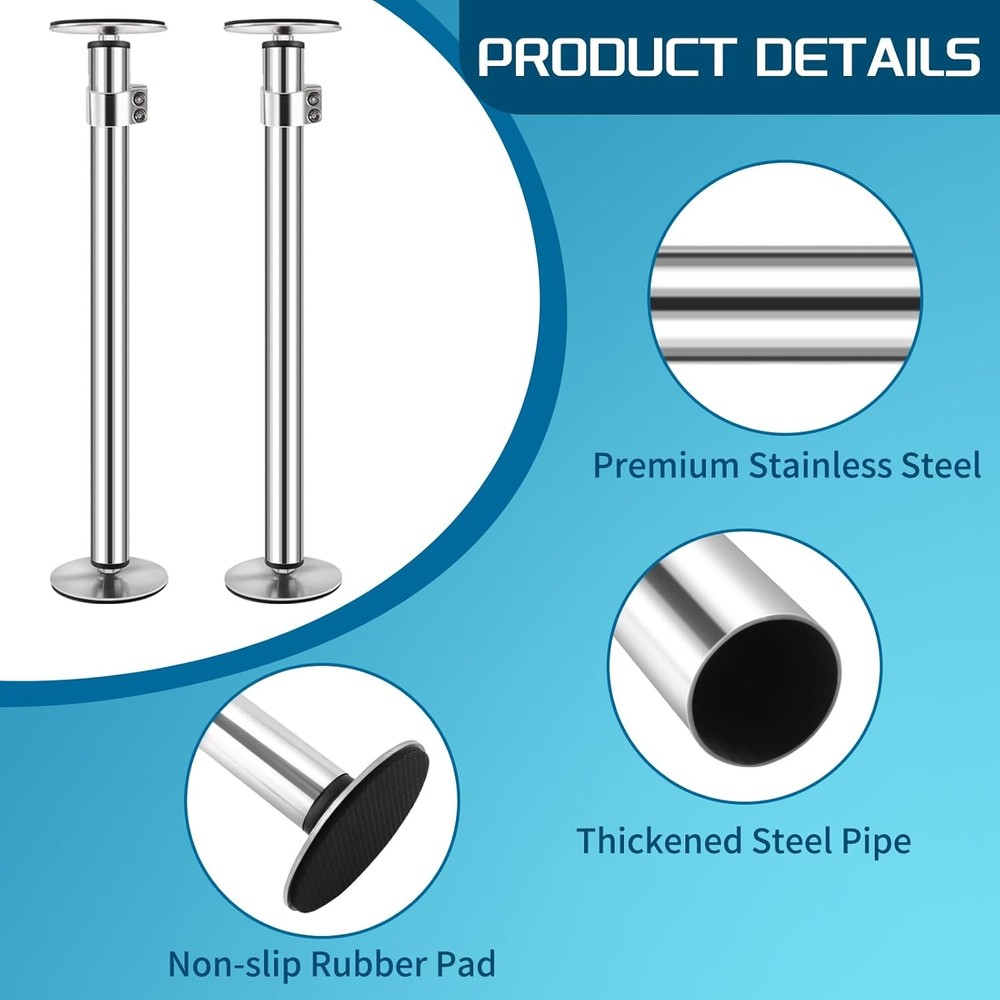 2 Pc Undermount Sink Brackets 45-79cm Adjustable Support Pole for Bathroom Steel