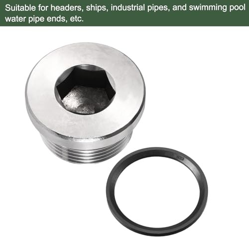 M33 x 2 Stainless Steel Pipe Plug, Internal Hex Head Socket Pipe Fitting |