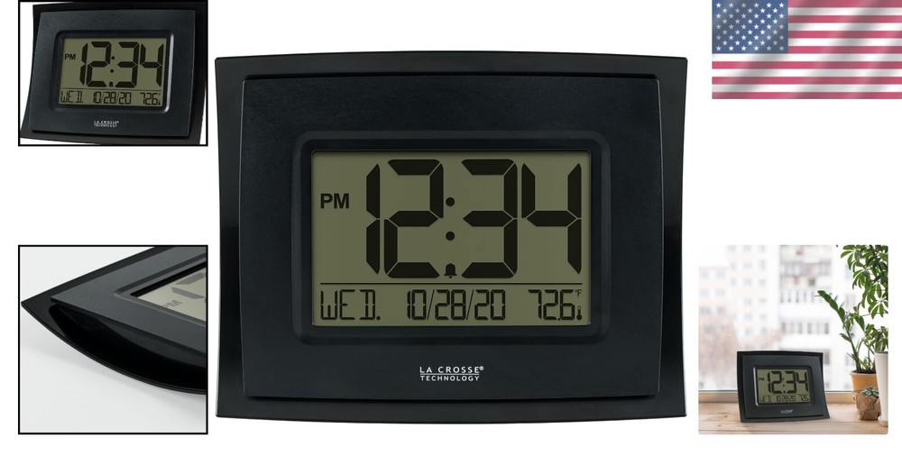 Modern Wall Mount Digital Clock with Temperature Reading and Alarm Feature
