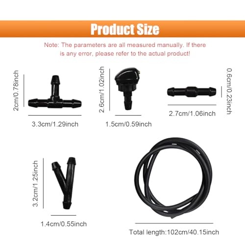 Car Front Windshield Washer Nozzles Kit, Double-Hole Auto Windshield Black