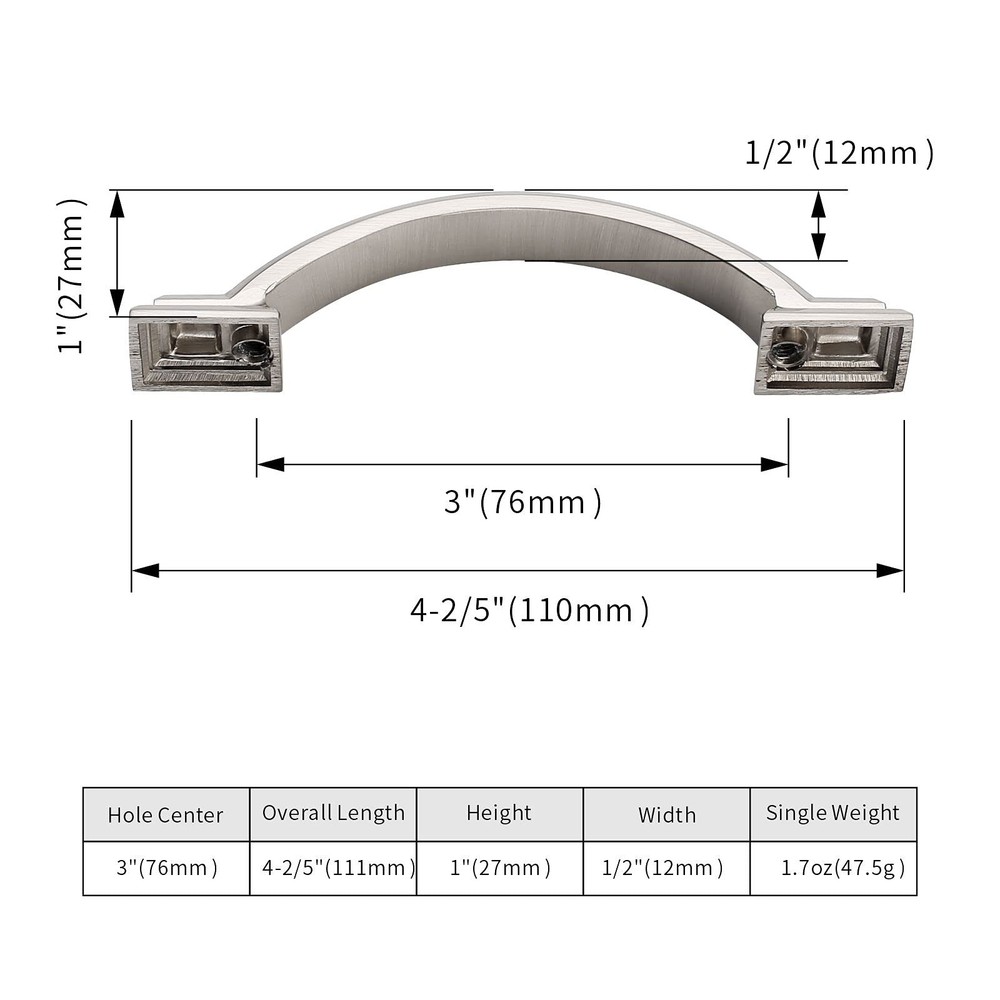 10 Pack 3 inch Cabinet Pulls Brushed Nickel Cabinet Handles Drawer Pulls for ...