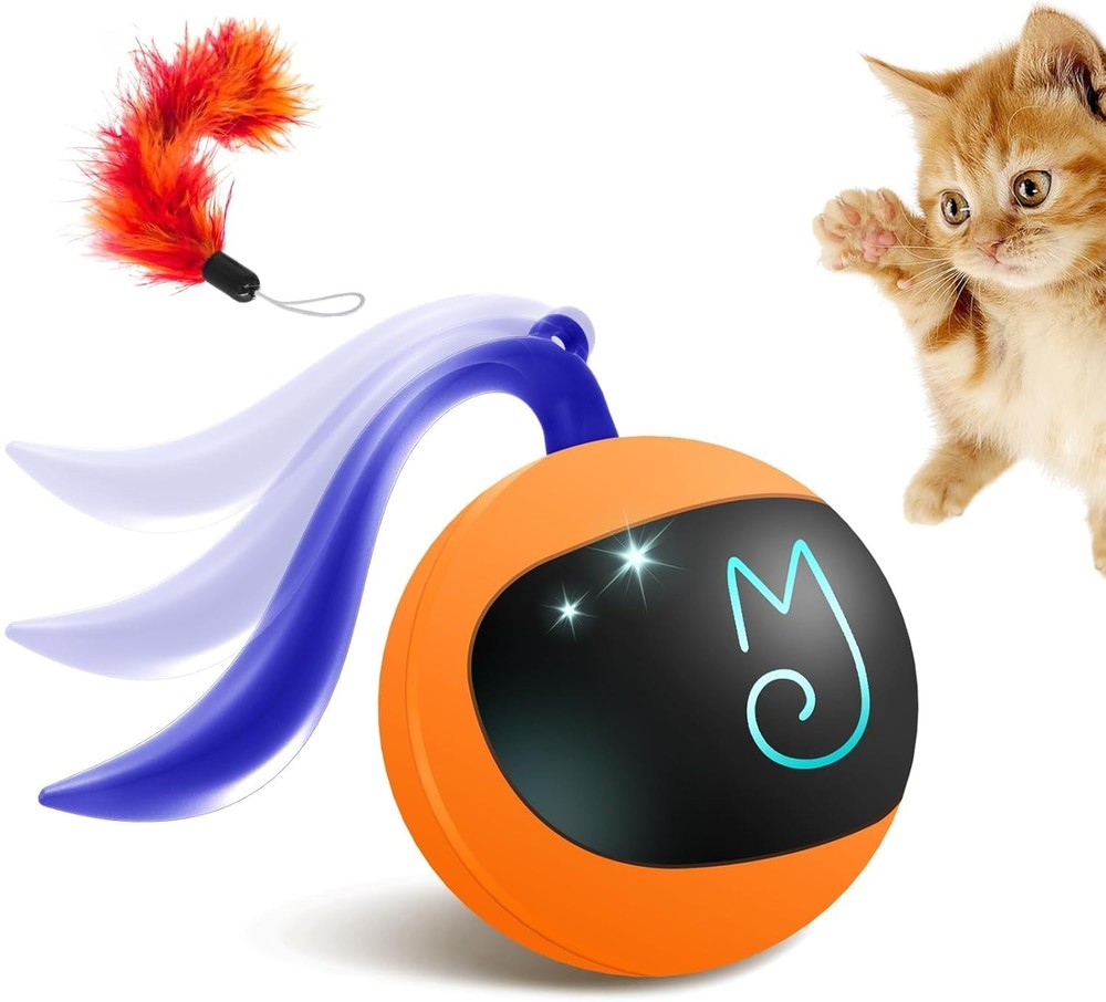 Interactive Cat Ball Toy Set, Fun Tracker, Automatic Rolling Chase Ball with ...