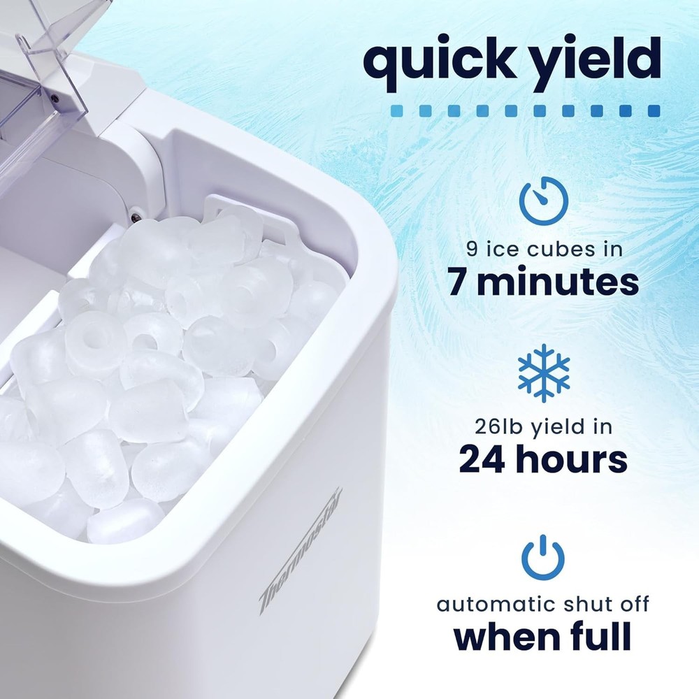 Thermostar Automatic Self-Cleaning Portable Electric Countertop Ice Maker Mac...