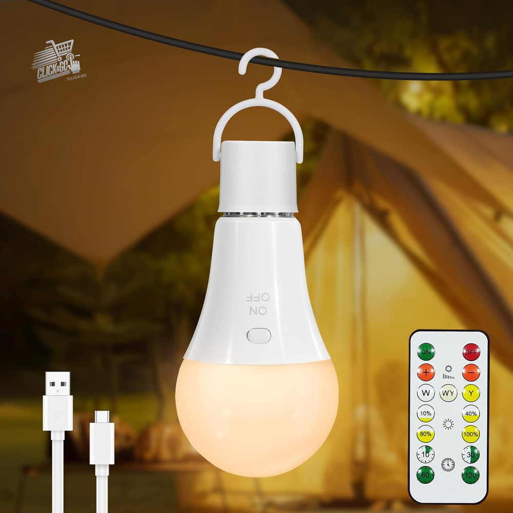 E27 LED Bulb Rechargeable Battery Emergency Remote Control Camping Dimmerab