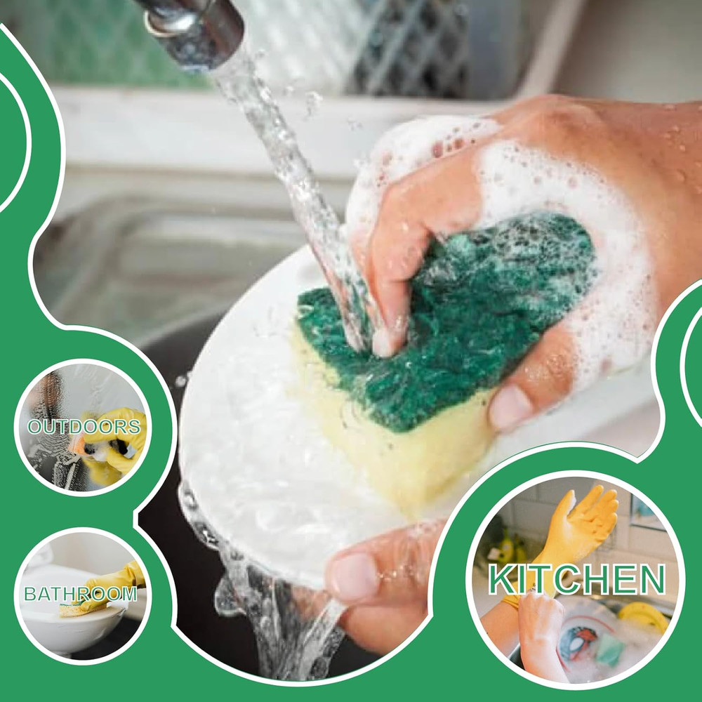 24 Pack Kitchen Sponges Non Scratch Scrub Dish Cleaning Sponges
