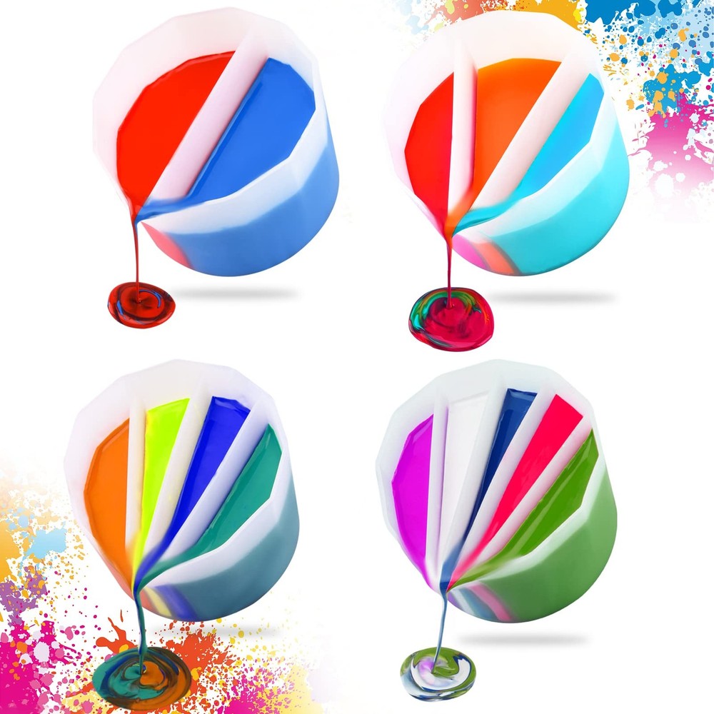 4 Pcs Split Cups for Paint Pouring, Silicone Split Cup Fluid Art Split Cup Re...