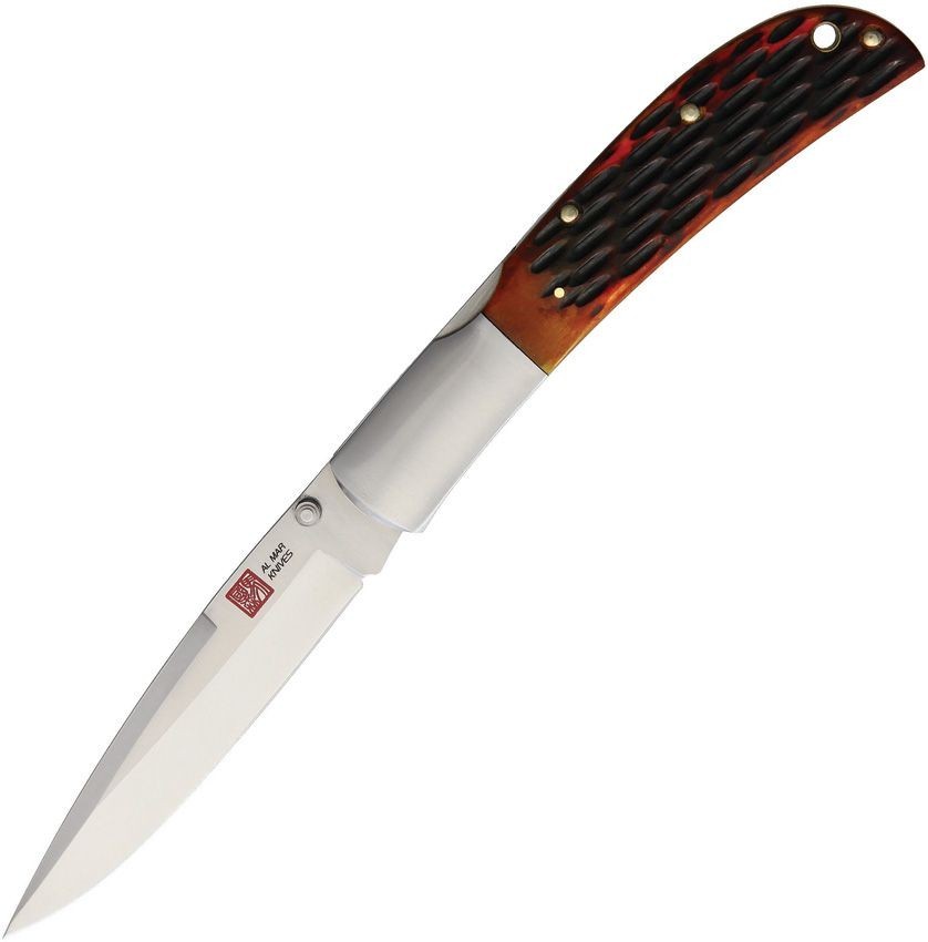 Al Mar Eagle Lockback Folding Pocket Knife Honey Jigged Bone Handle