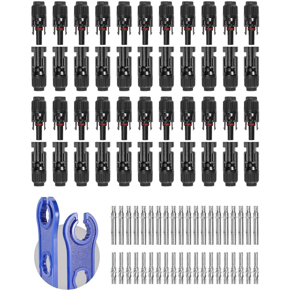 Tinned Copper Solar Panel Connectors - 44PCS Waterproof 10AWG for Reliable Setup