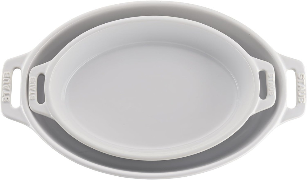 Ceramic Oval Baking Dish Set, 2-Piece, White