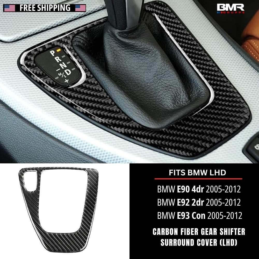 Carbon Fiber Gear Shift Panel Cover For BMW 3 Series E90 E92 E93 2005-2012 (LHD)