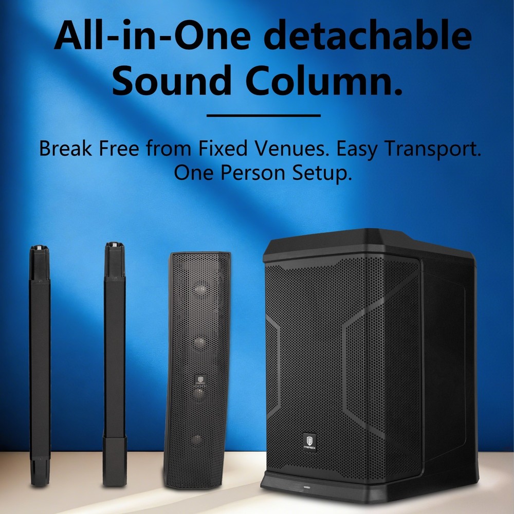 PRORECK 900EX 2000W Line Array PA System, 12" Subwoofer with Built-in DSP