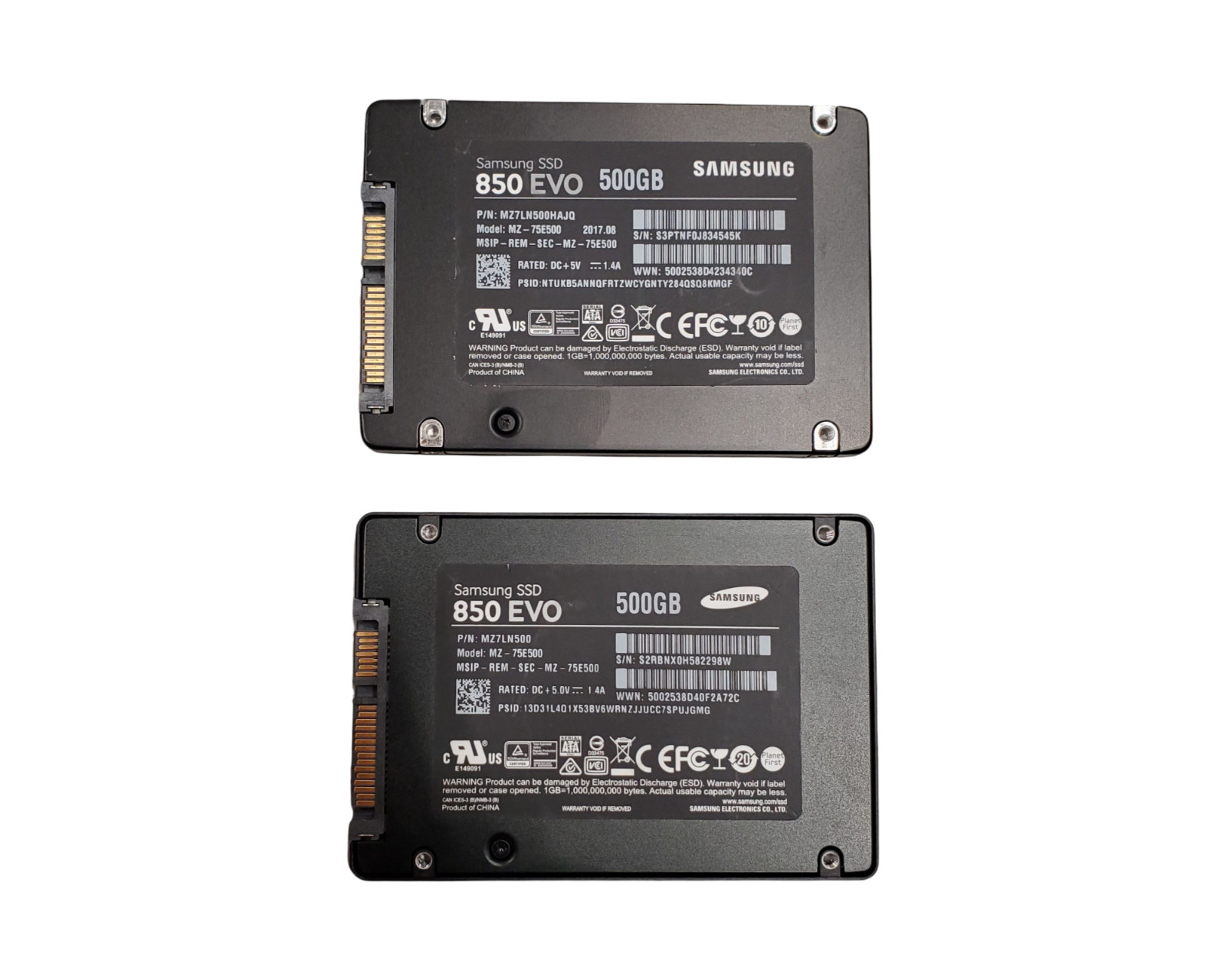 **LOT OF 2** SAMSUNG EVO 850 MZ-75E500 2.5" 500GB SATA SSD #21