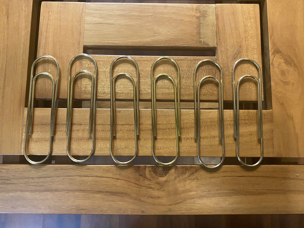 4" Paper Clip Gold tone metal Rustproof 6 Pack