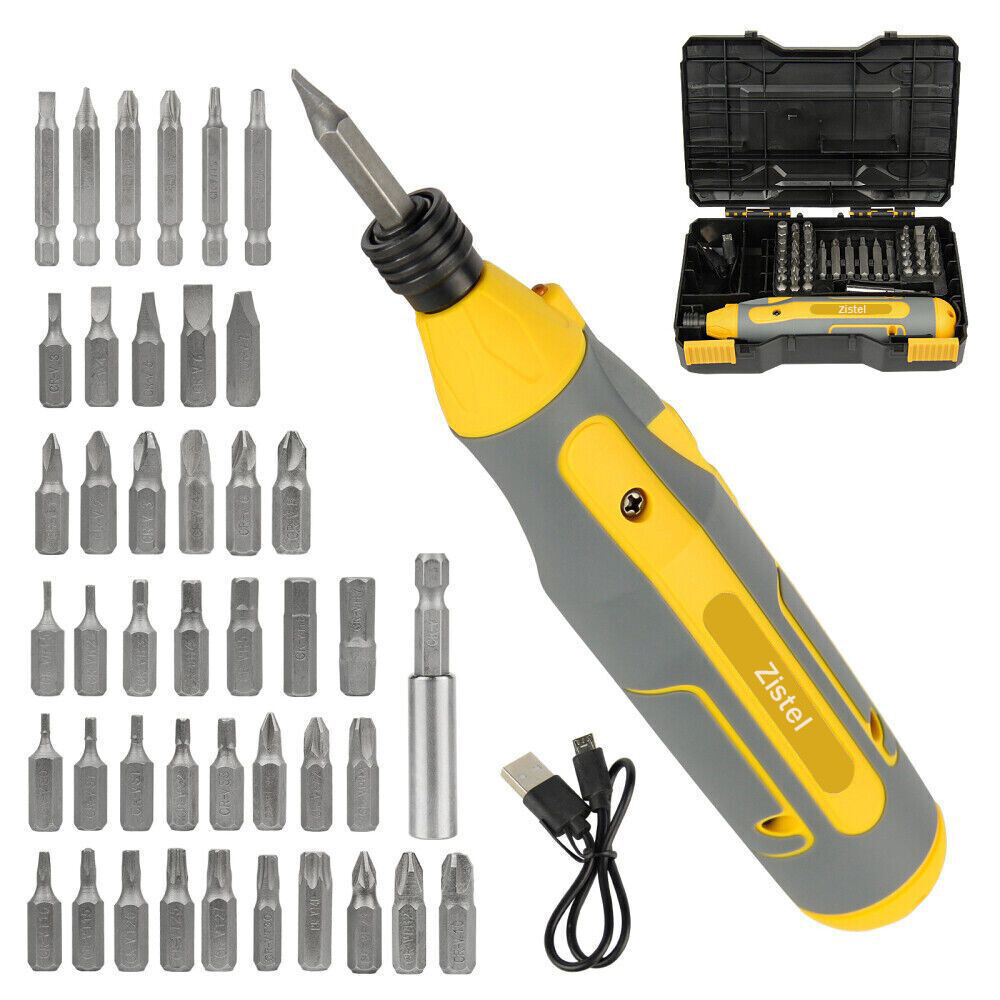 4V Cordless Electric Screwdriver Kit USB Rechargeable Power Tool 43PCS Bits Set