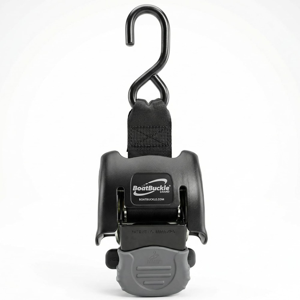 Retractable Transom Tie Down Strap – Bolt On Retractable Ratchet Strap for Bo...