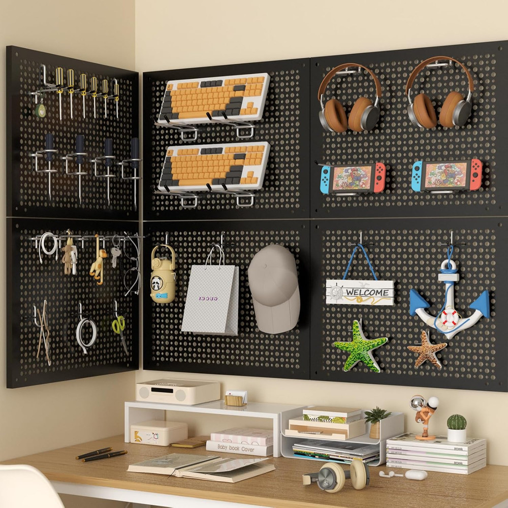 Metal Pegboard Kit with Accessories - Wall Organizer Tool Storage System