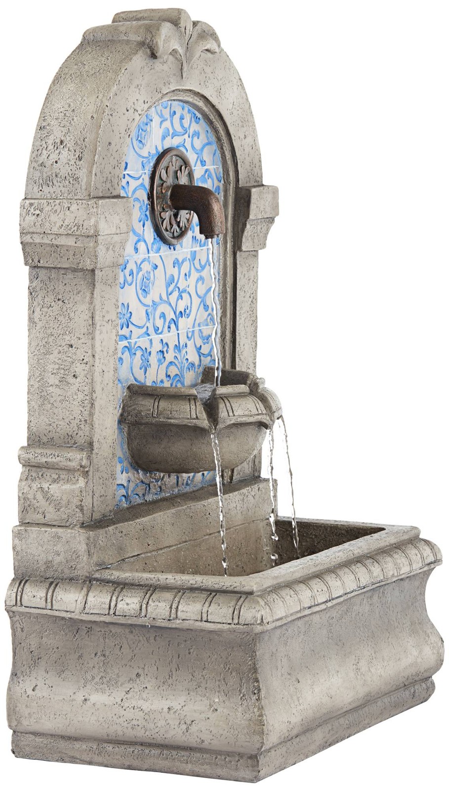 Manhasset Modern Cascading Outdoor Wall Water Fountain