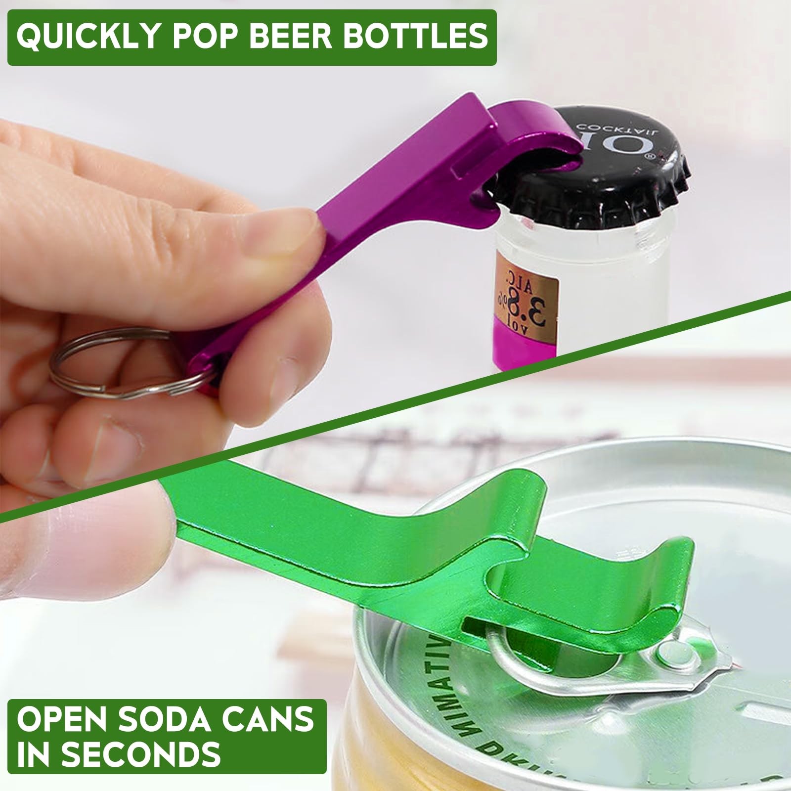 6 Pack Bottle Opener Keychain Set, Colorful Aluminum Alloy Beer medium, Red