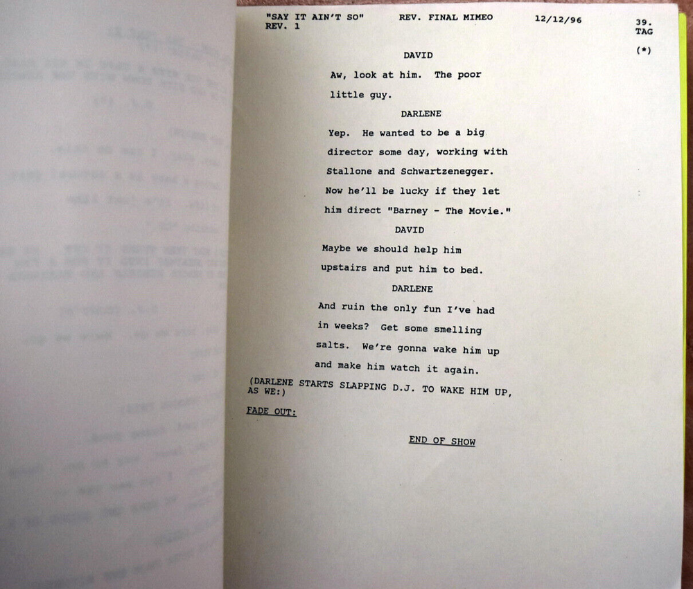 1996 Original Roseanne (Say it Ain't So) Revised Final Mimeo Draft Script