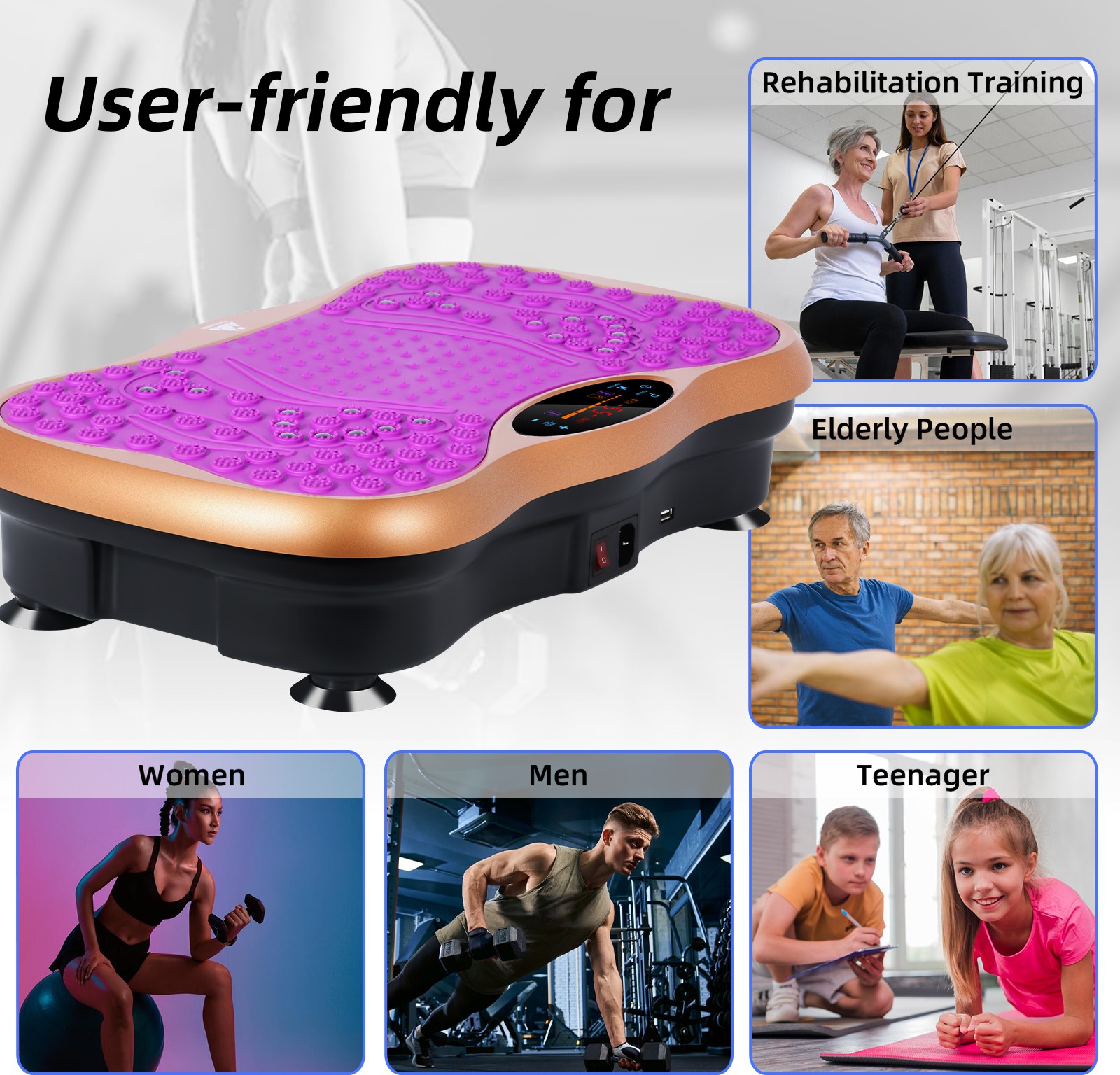 Vibration Plate Exercise Machine Whole Body Vibrating Platform Bluetooth Remote