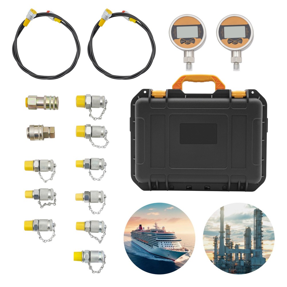Digital Hydraulic Pressure Test Coupling Kit with 2 Gauges 2 Quick Connector