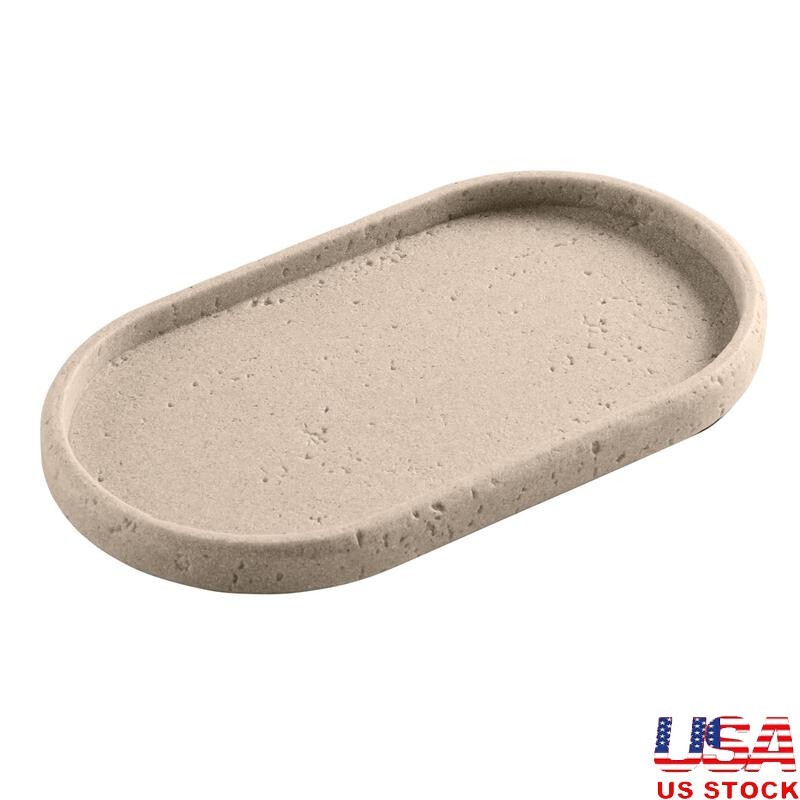 Faux Stone Accessory Tray Stylish Organizing Solution Home Office Bathroom Decor