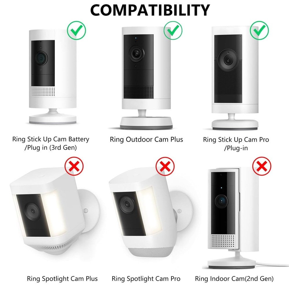 2Pack Ring Camera Wall Mount for Ring Stick Up Cam & Ring Outdoor Cam Plus, 360