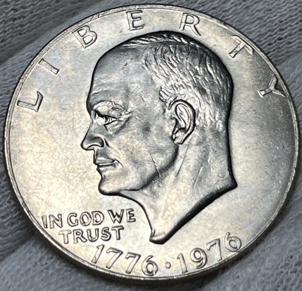1776-1976 P Eisenhower Dollar Errors Type 1 Die Crack Errors Rainbow Toning UC