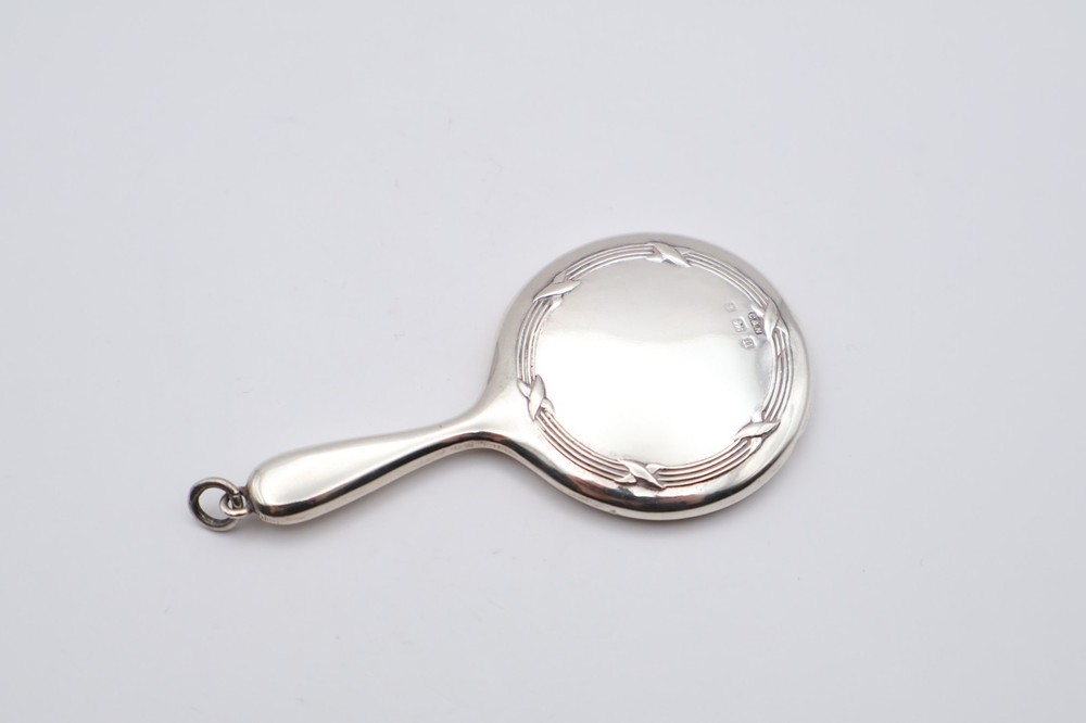 Antique Sterling Silver Chatelain Mirror Pendant Birmingham 1912