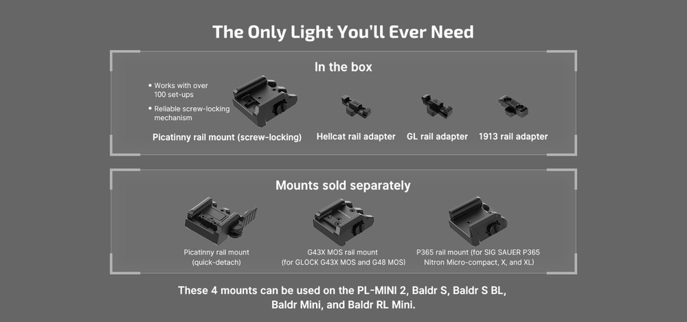 Olight PL-MINI 3 Valkyrie 600 Lumen Rechargeable Rail Mount Flashlight (Black)