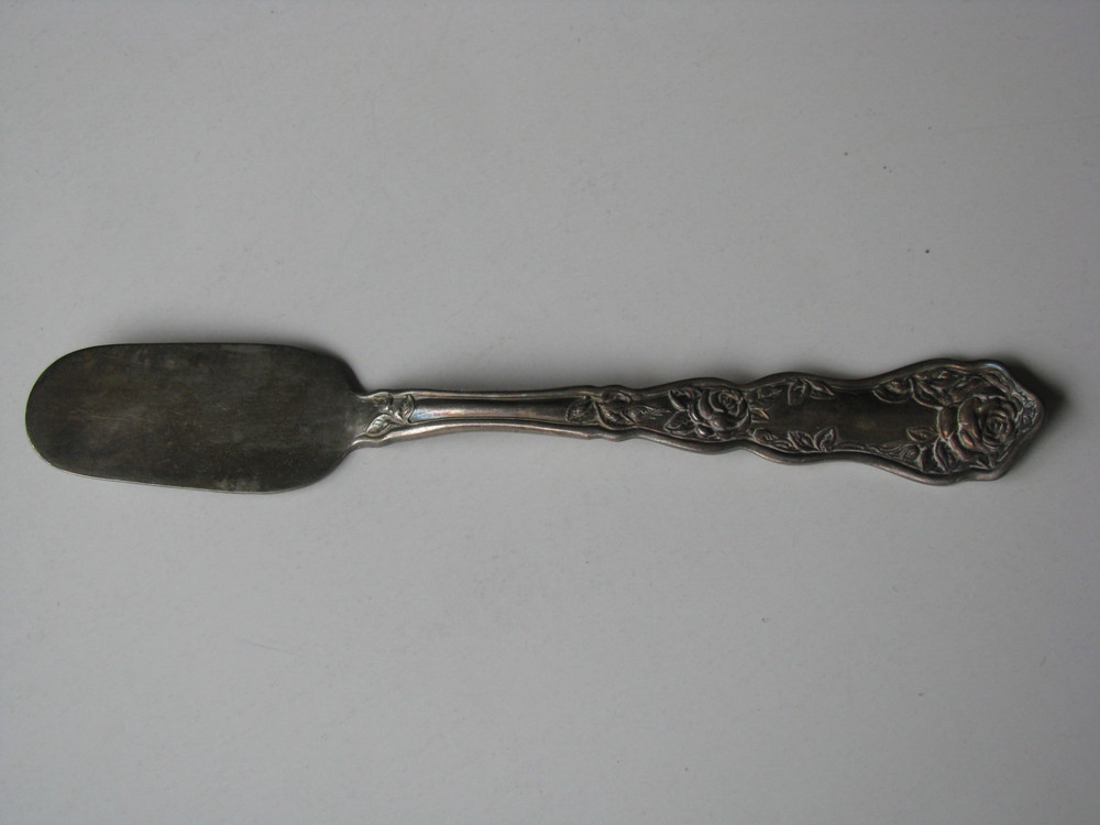 Vtg Wm William Rogers & Son AA Silver Plate Flatware 6' Butter Knife Rose Flower
