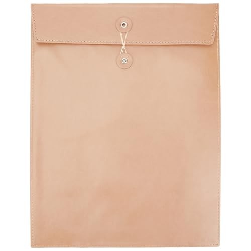 PU Leather Document Folder A4 File Holder with String Tie Light Brown