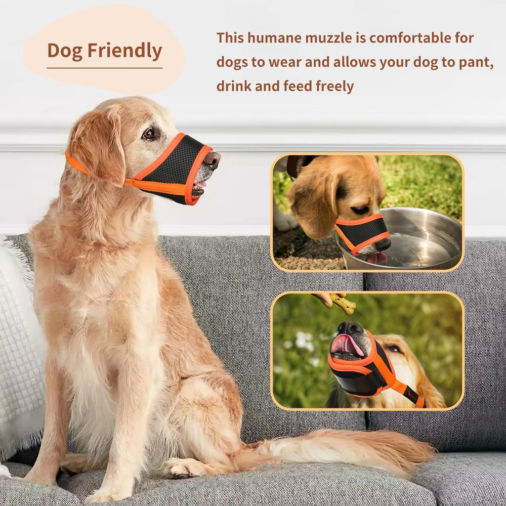 Dog Muzzle,Soft Nylon Muzzle Anti Biting Barking Chewing,Air Mesh Breathable ...