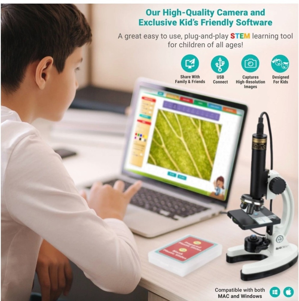 Amscope Microscope Camera Premium Kit IQ Crew Early Learner Series 85+ pieces