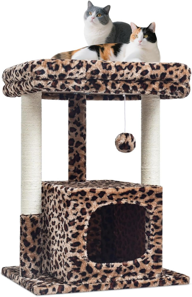 27" Cat Tree for Indoor Cats, Activity Tower with Scratching Posts, Modern Kitte
