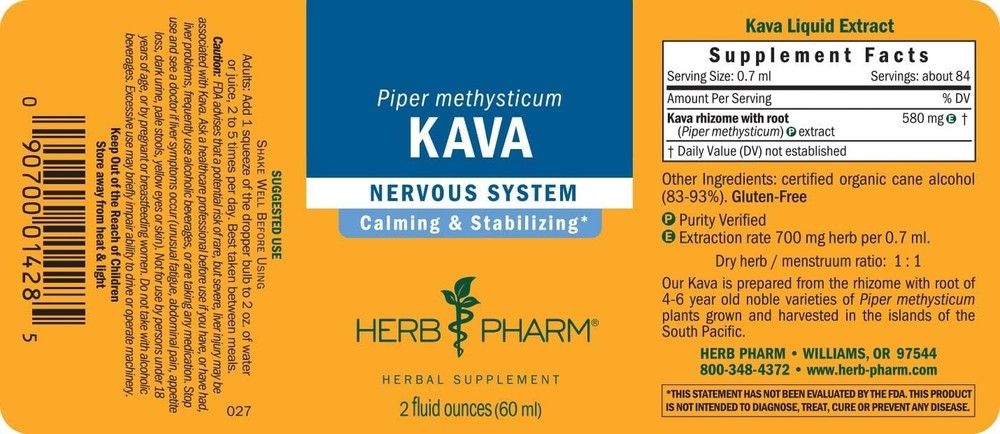 Herb Pharm -Kava Extract 2 oz - for Mental Wellness Support