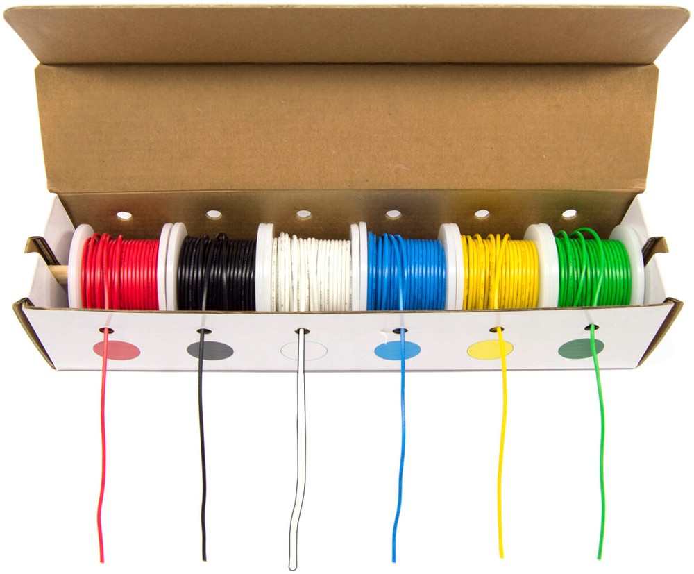 22 Gauge Stranded Hook-Up Wire Kit, Includes Six Different Color 25 Foot Spools