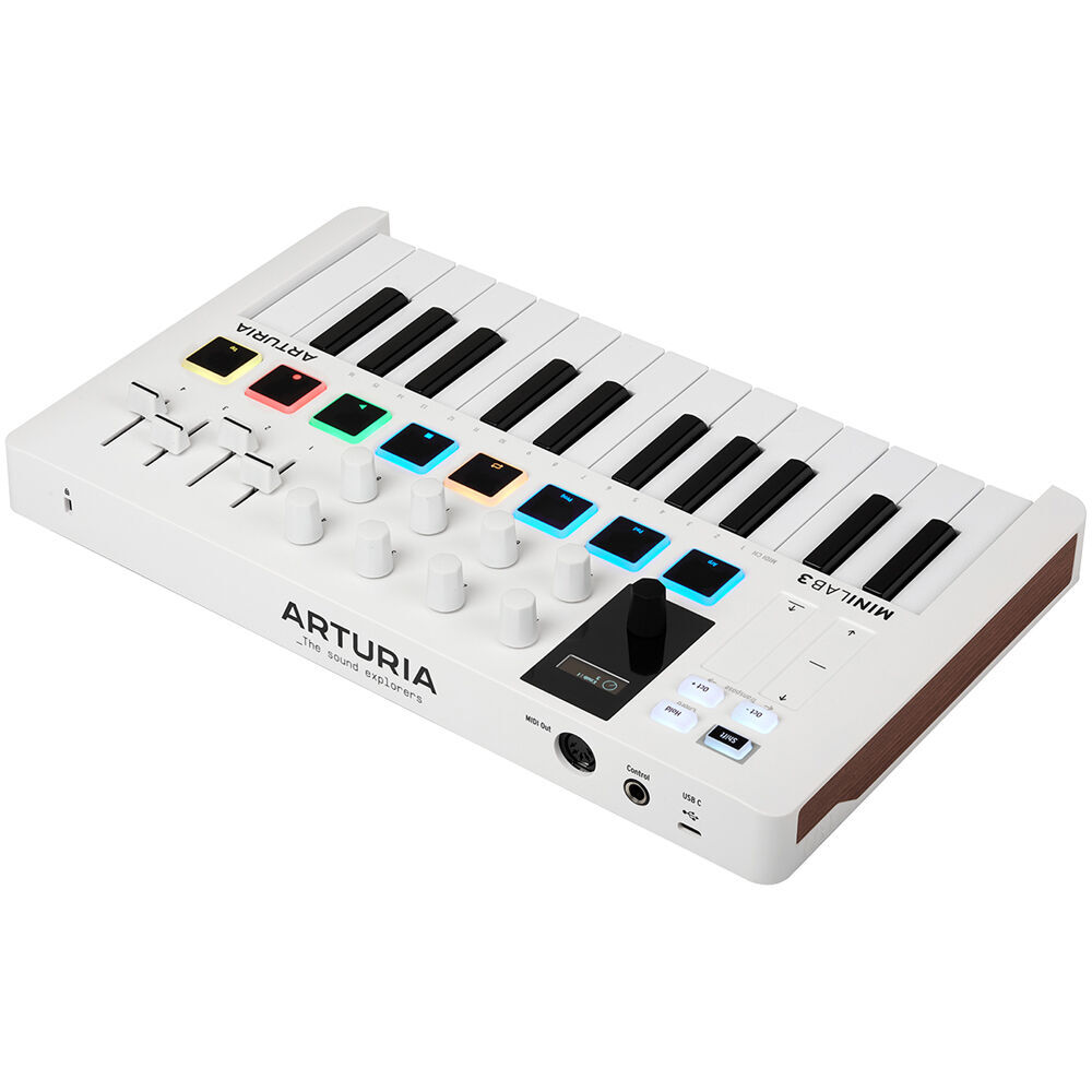 Arturia MiniLab 3 Compact MIDI Keyboard and Pad Controller (White) Bundle with 6