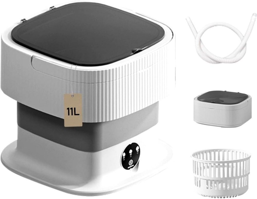 Mini Laundry Machine - 11L Foldable Compact Washer with Integrated Spin Dryer