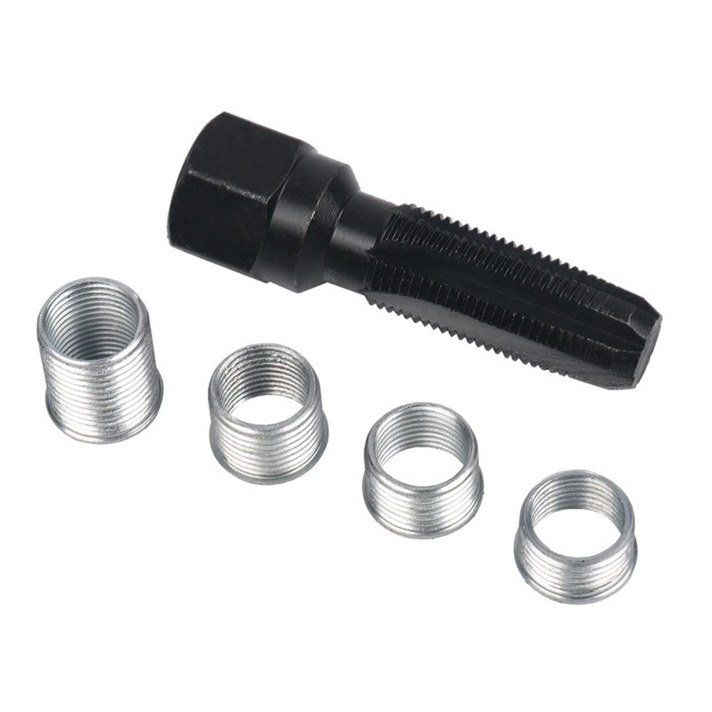 M14 x1.25 Spark Plug Rethread Thread Repair Kit Reamer Tap with 4 Inserts E