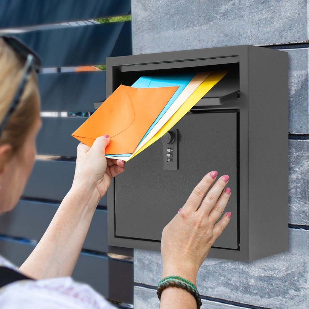 Wall-Mounted Mailbox With Combination Lock for Secure Mail Storage
