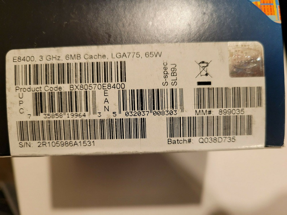 Intel Core 2 Duo E8400 3GHz 6MB Cache Socket 775 CPU BX80570E8400 SLB9J