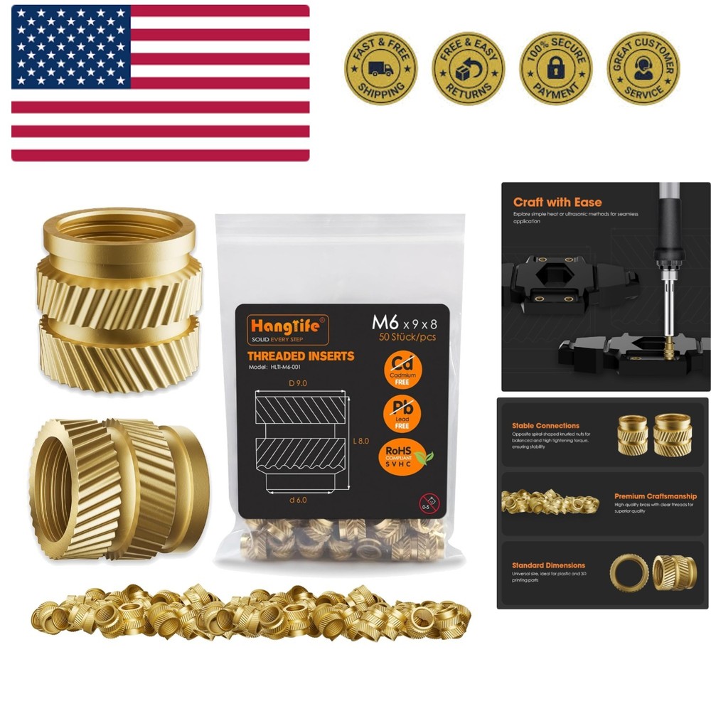 Heat-Set Threaded Inserts, M6 Heat Set Insert for 3D Printing Components and ...