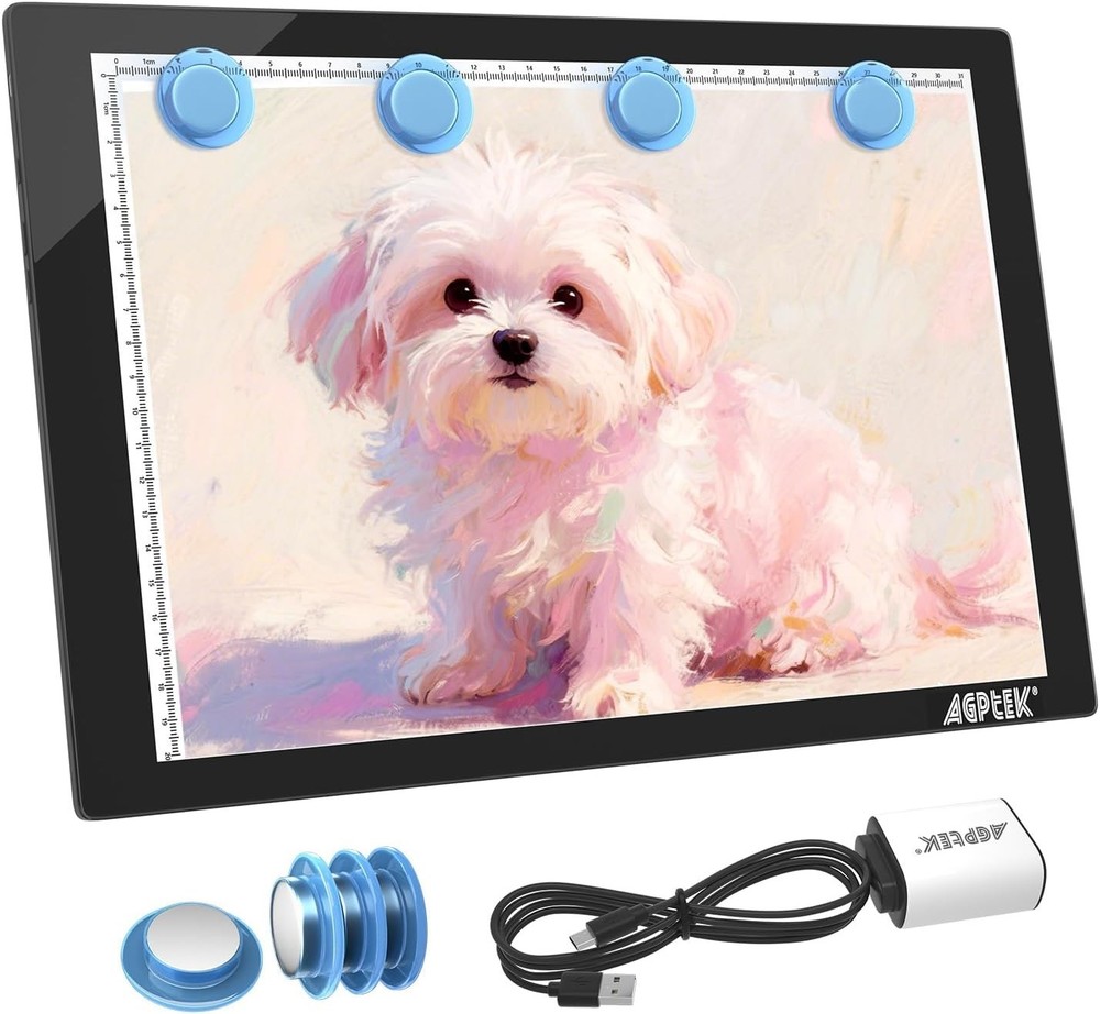 Portable Magnetic Light Pad with Stepless Brightness Control for Art Projects