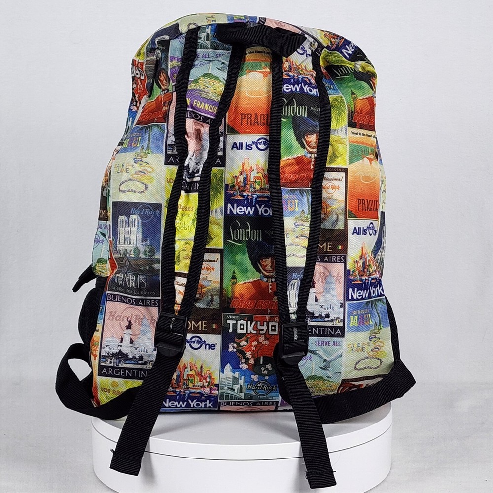 NWT Hard Rock Cafe Packable Vintage Travel Poster Foldable Backpack
