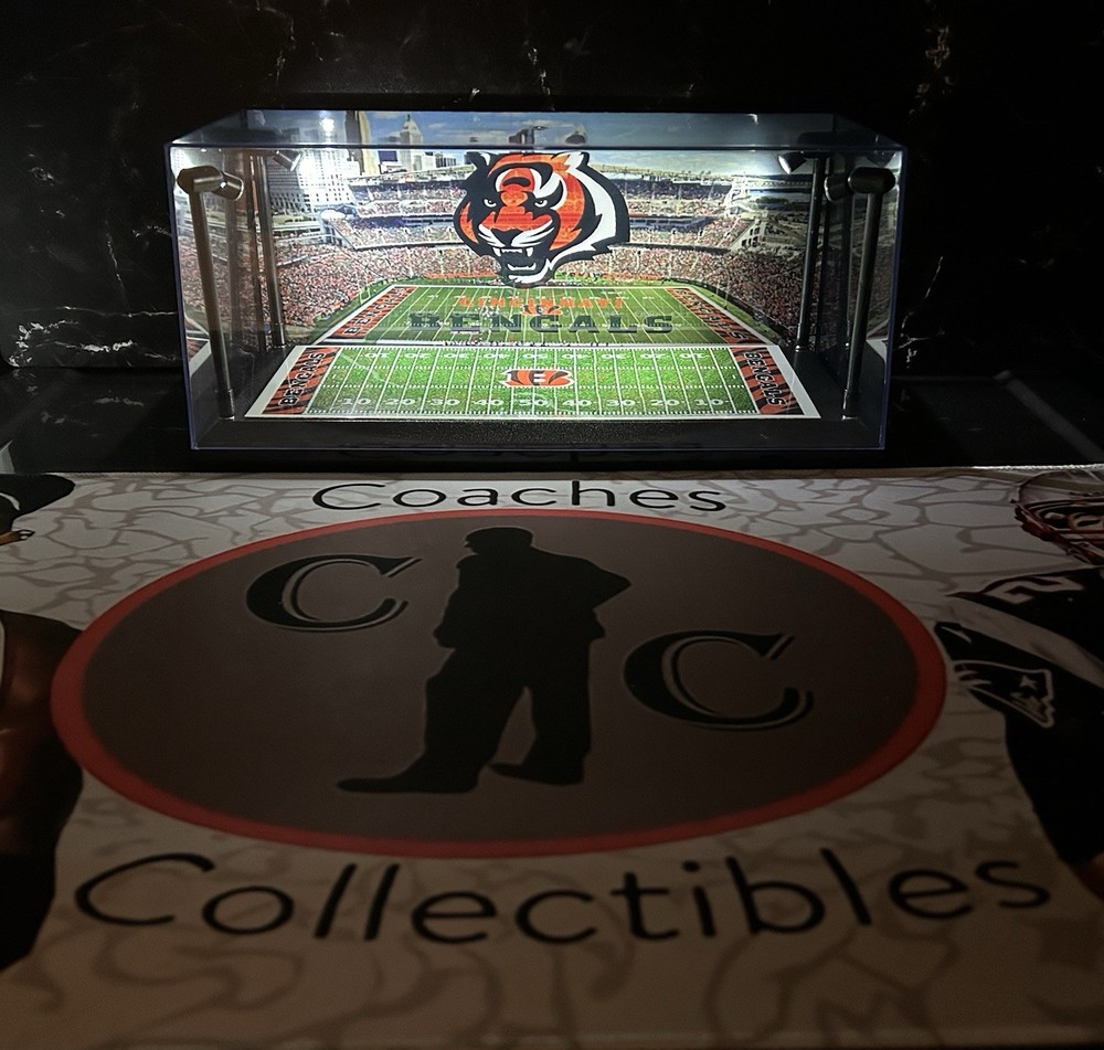Cincinnati Bengals Custom 2 Mini Helmet display case w/ LED lights -