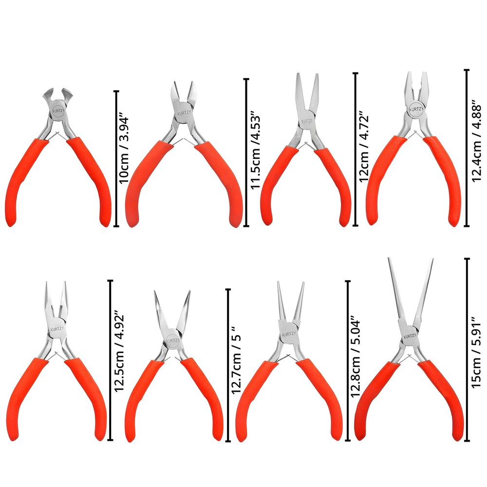 Mini Jewellery Plier Tool Kit Set with Soft Grip Handles (8 Pack) - Precision...
