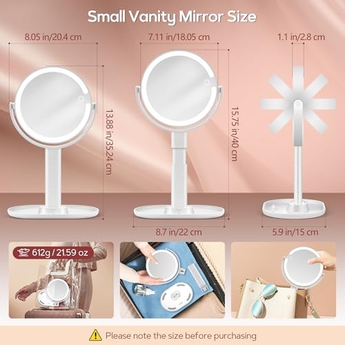 Makeup Mirror with Lights, Lighted Magnifying Mirror 30X with 3 Lighting White